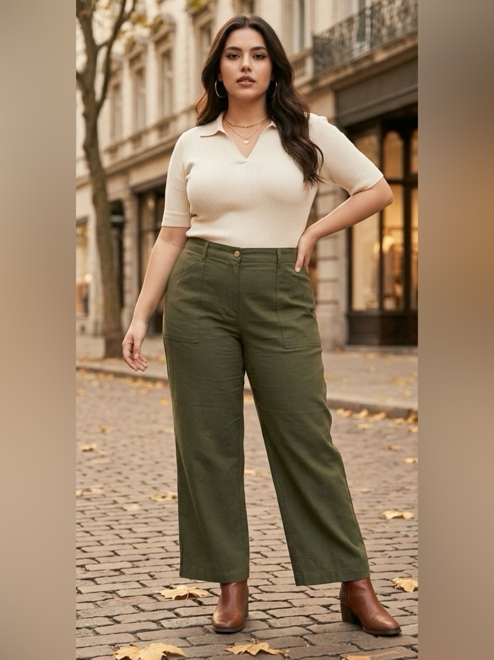 2 for $25 Pants Nicole Miller Wide Leg Stretchy Pants Army Green Size 14 EUC